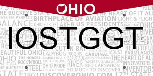 IOSTGGT Ohio License Plate