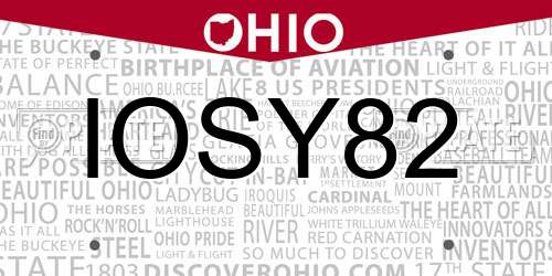 IOSY82 Ohio License Plate