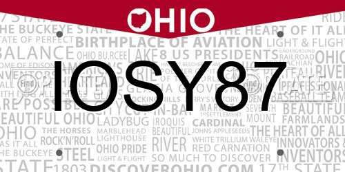 IOSY87 Ohio License Plate