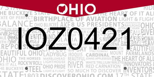 IOZ0421 Ohio License Plate
