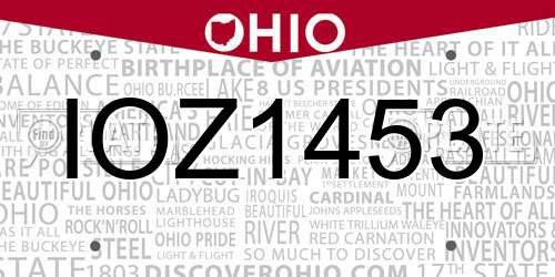 IOZ1453 Ohio License Plate