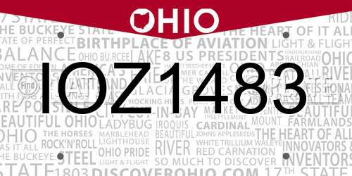 IOZ1483 Ohio License Plate