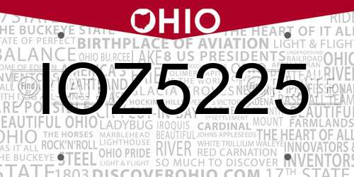 IOZ5225 Ohio License Plate