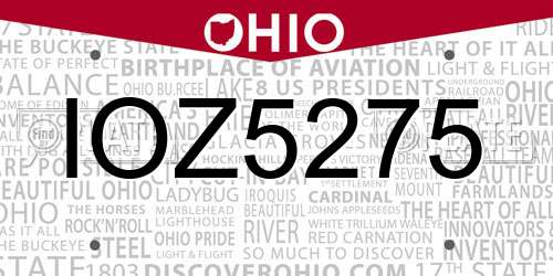 IOZ5275 Ohio License Plate