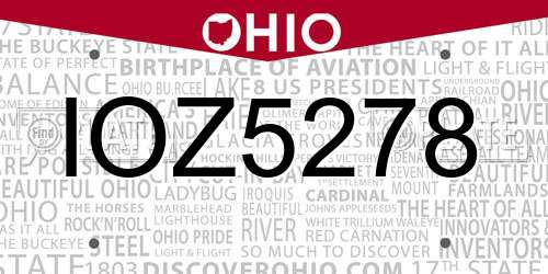 IOZ5278 Ohio License Plate