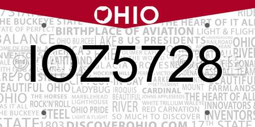 IOZ5728 Ohio License Plate