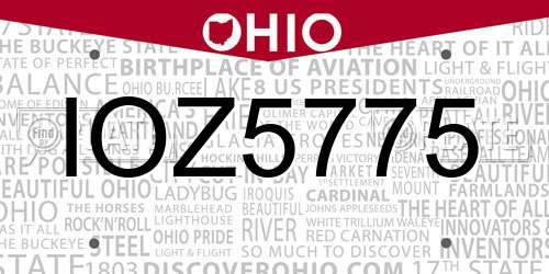 IOZ5775 Ohio License Plate