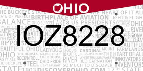 IOZ8228 Ohio License Plate