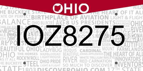 IOZ8275 Ohio License Plate