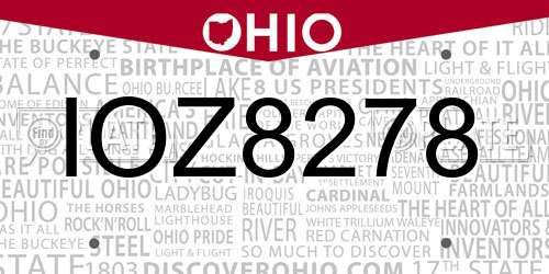 IOZ8278 Ohio License Plate