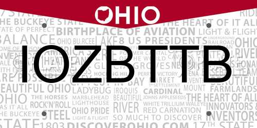 IOZBTTB Ohio License Plate
