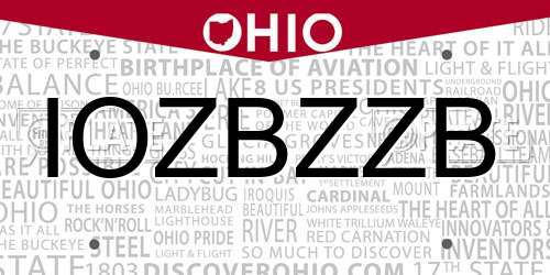 IOZBZZB Ohio License Plate