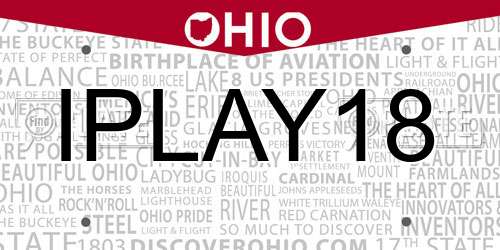 IPLAY18 Ohio License Plate