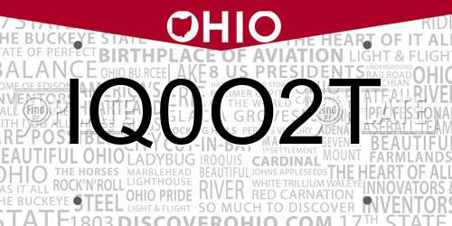 IQ0O2T Ohio License Plate