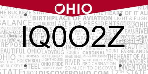 IQ0O2Z Ohio License Plate