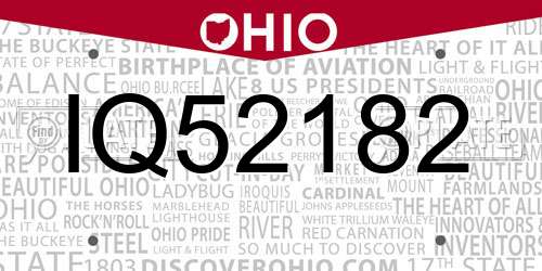 IQ52182 Ohio License Plate