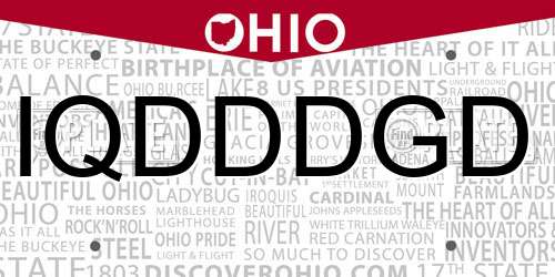 IQDDDGD Ohio License Plate