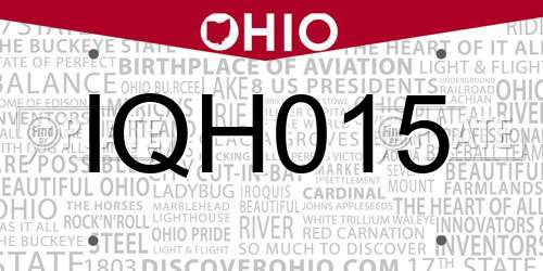 IQH015 Ohio License Plate