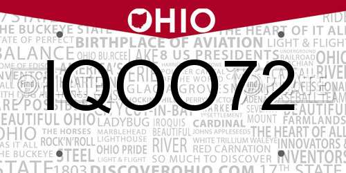 IQOO72 Ohio License Plate