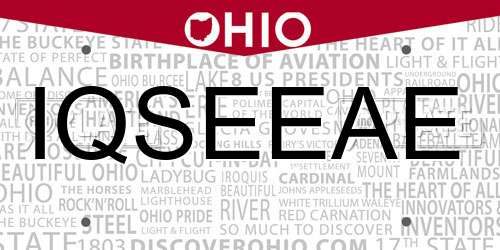 IQSEEAE Ohio License Plate