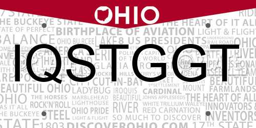 IQSTGGT Ohio License Plate