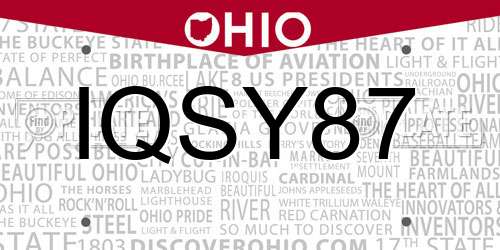 IQSY87 Ohio License Plate