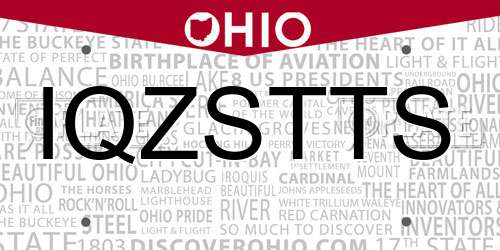 IQZSTTS Ohio License Plate