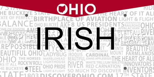 IRISH Ohio License Plate