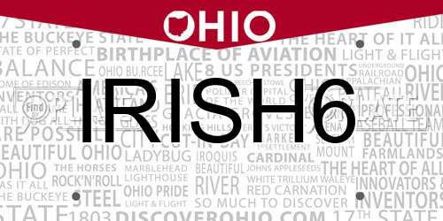 IRISH6 Ohio License Plate