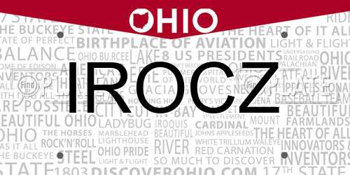 IROCZ Ohio License Plate