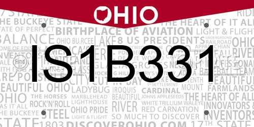 IS1B331 Ohio License Plate