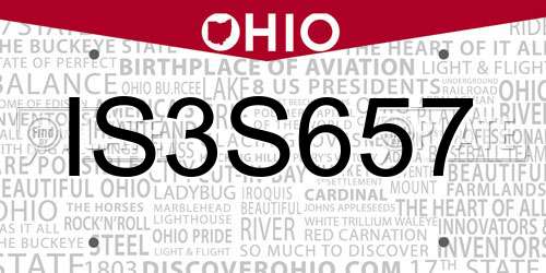 IS3S657 Ohio License Plate