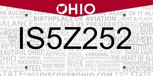 IS5Z252 Ohio License Plate