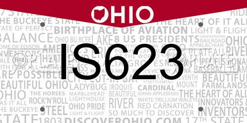 IS623 Ohio License Plate