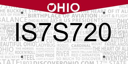 IS7S720 Ohio License Plate