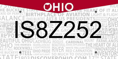 IS8Z252 Ohio License Plate