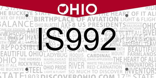 IS992 Ohio License Plate
