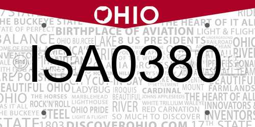ISA0380 Ohio License Plate