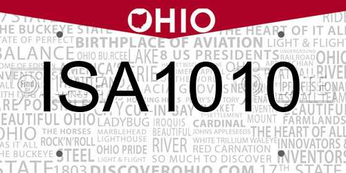ISA1010 Ohio License Plate