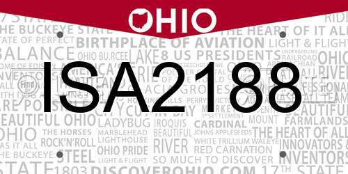 ISA2188 Ohio License Plate
