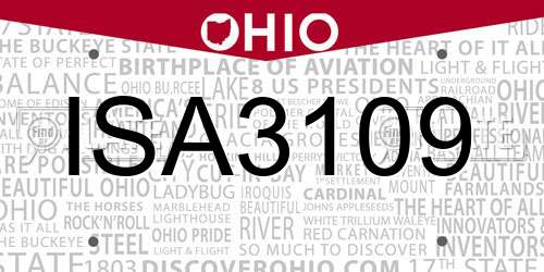 ISA3109 Ohio License Plate