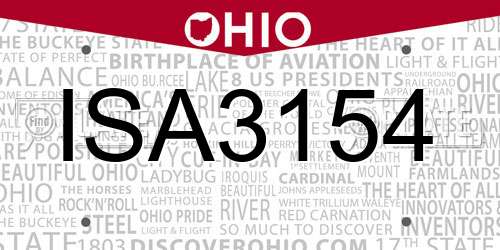 ISA3154 Ohio License Plate