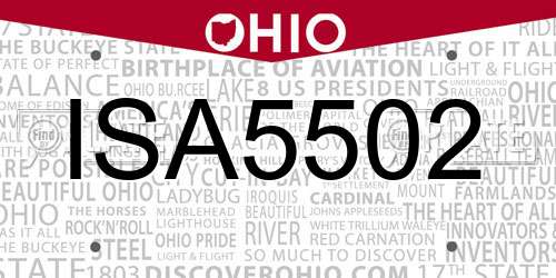 ISA5502 Ohio License Plate