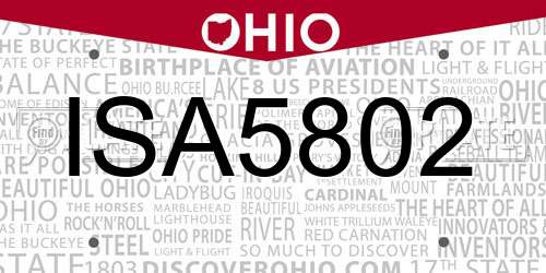 ISA5802 Ohio License Plate