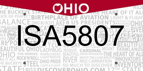 ISA5807 Ohio License Plate