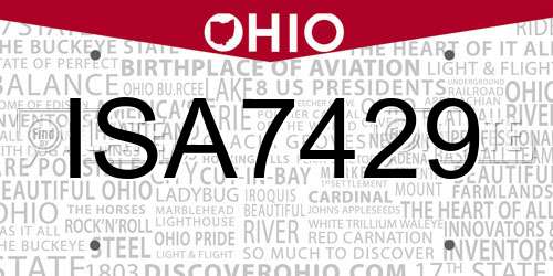 ISA7429 Ohio License Plate