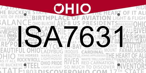 ISA7631 Ohio License Plate