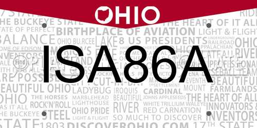 ISA86A Ohio License Plate