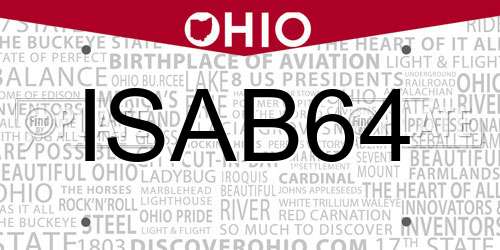 ISAB64 Ohio License Plate