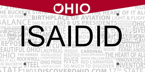 ISAIDID Ohio License Plate